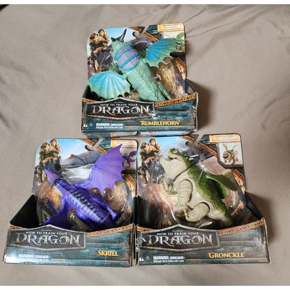 How To Train Your Dragon GRONKLE - SKRILL - RUMBLEHORN Action Figures Toy- NEW